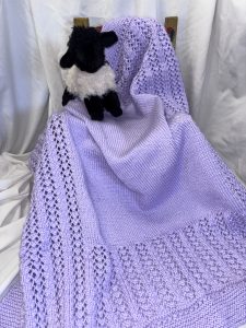 Lovely Lilac Hand Knit Baby Blanket