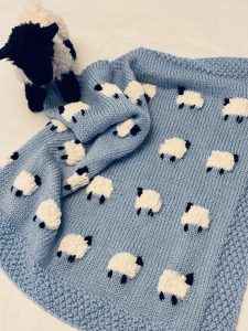 sheep baby blanket blue