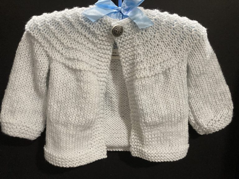 Pewter Paisley Button Pale Blue Sweater