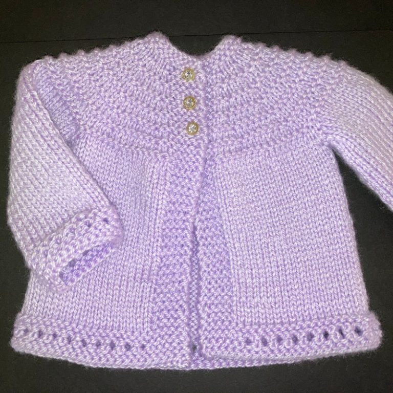 Gold and Rhinestone Button Light Lilac Sweater