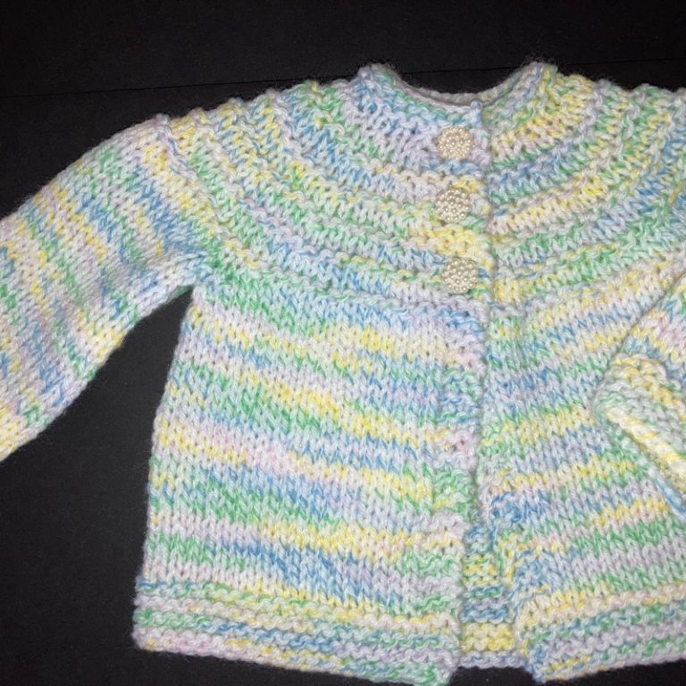 Multicolor w/Pearl Buttons Hand Knit Premie Sweater