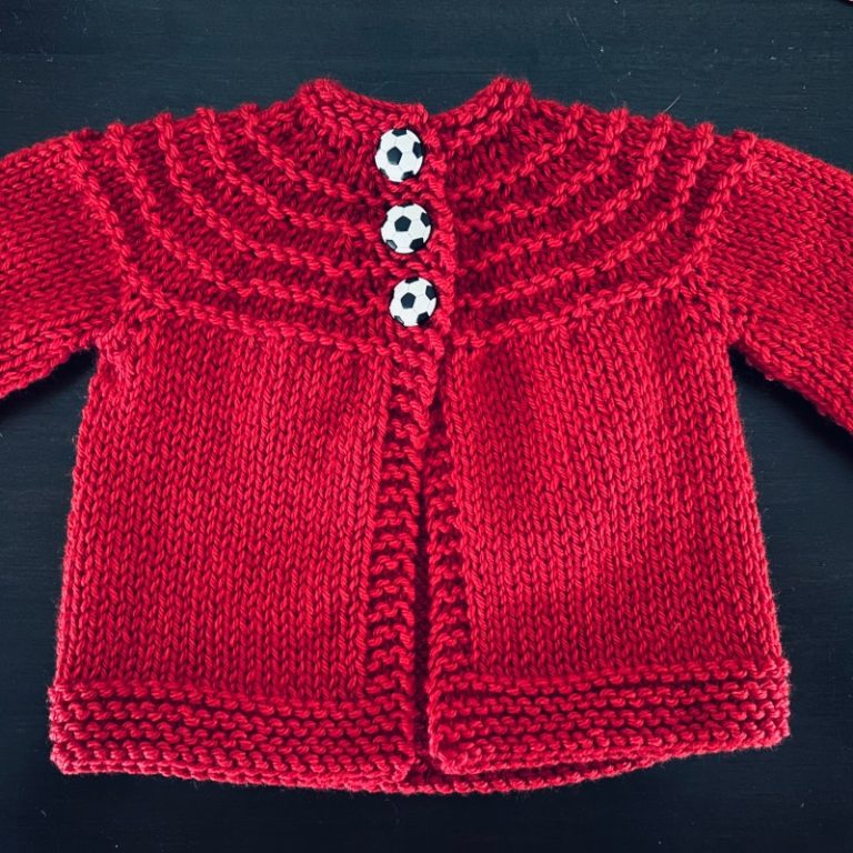 Red Hand Knit Sweater w/Soccer Ball Buttons