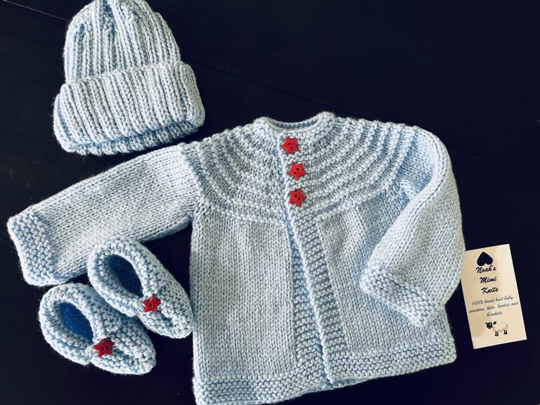 Super Star in Blue Sweater, Hat & Booties Set