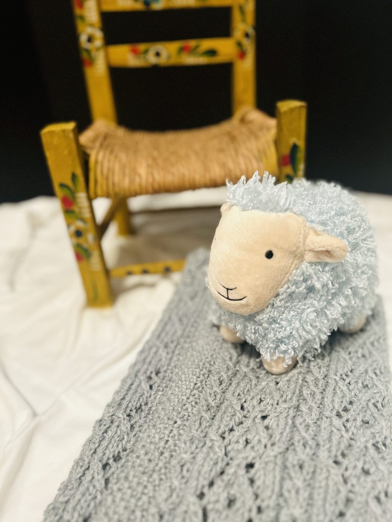 Flannel Gray Hand Knit Baby Blanket