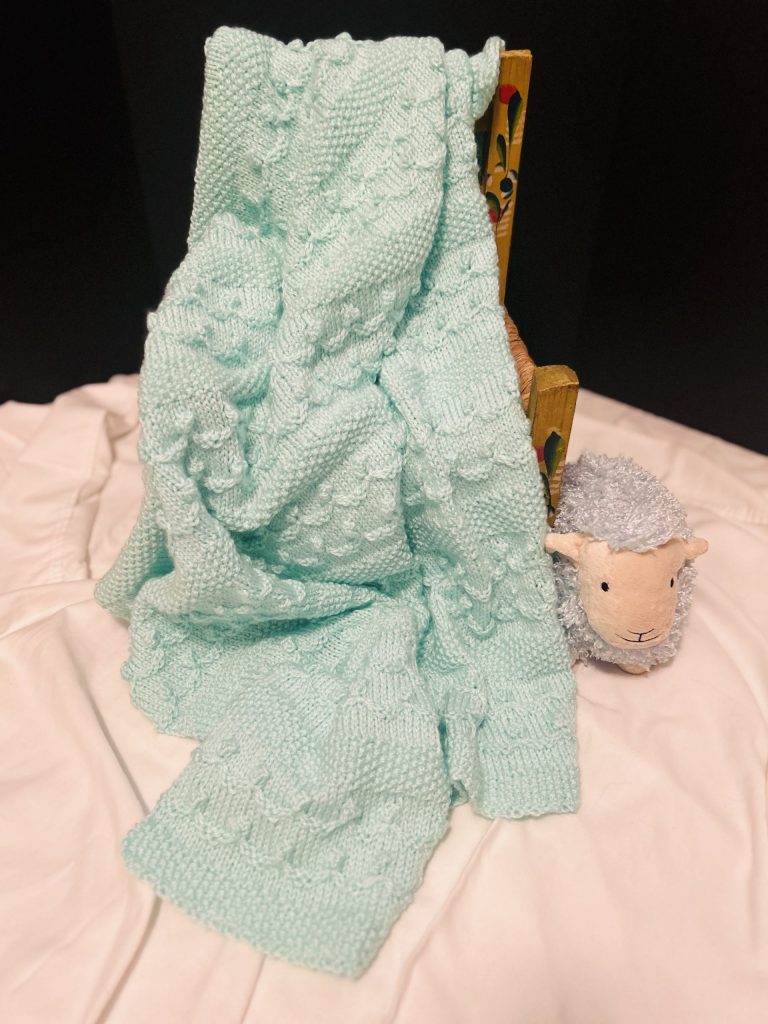 Mint Green Hand Knit Baby Blanket