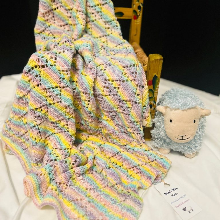 Water Colors Hand Knit Baby Blanket