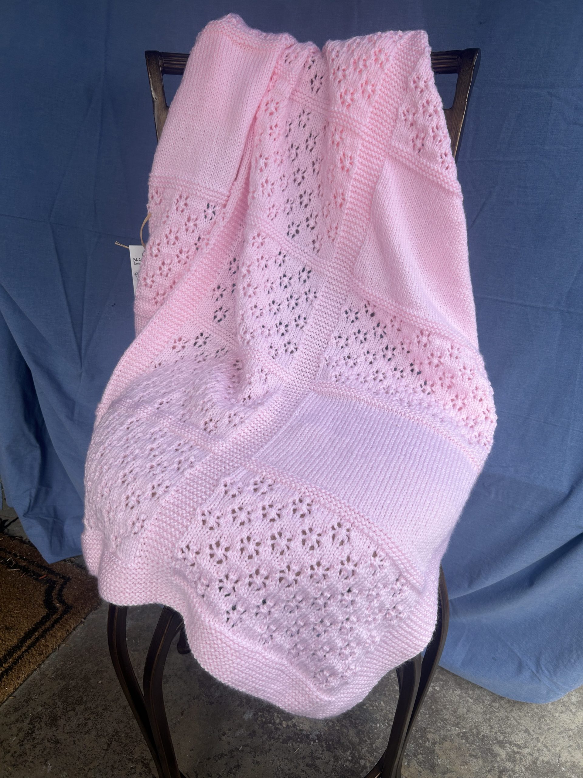 Pretty Pink Snowflakes Hand Knit Baby Blanket