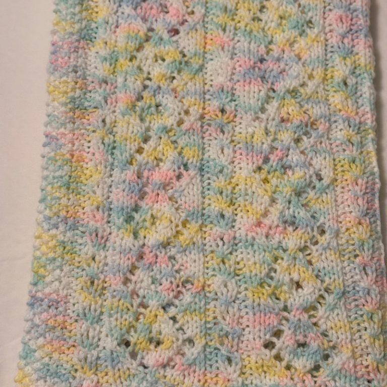 Hand Knit Pastel Multi-Color Baby Blanket