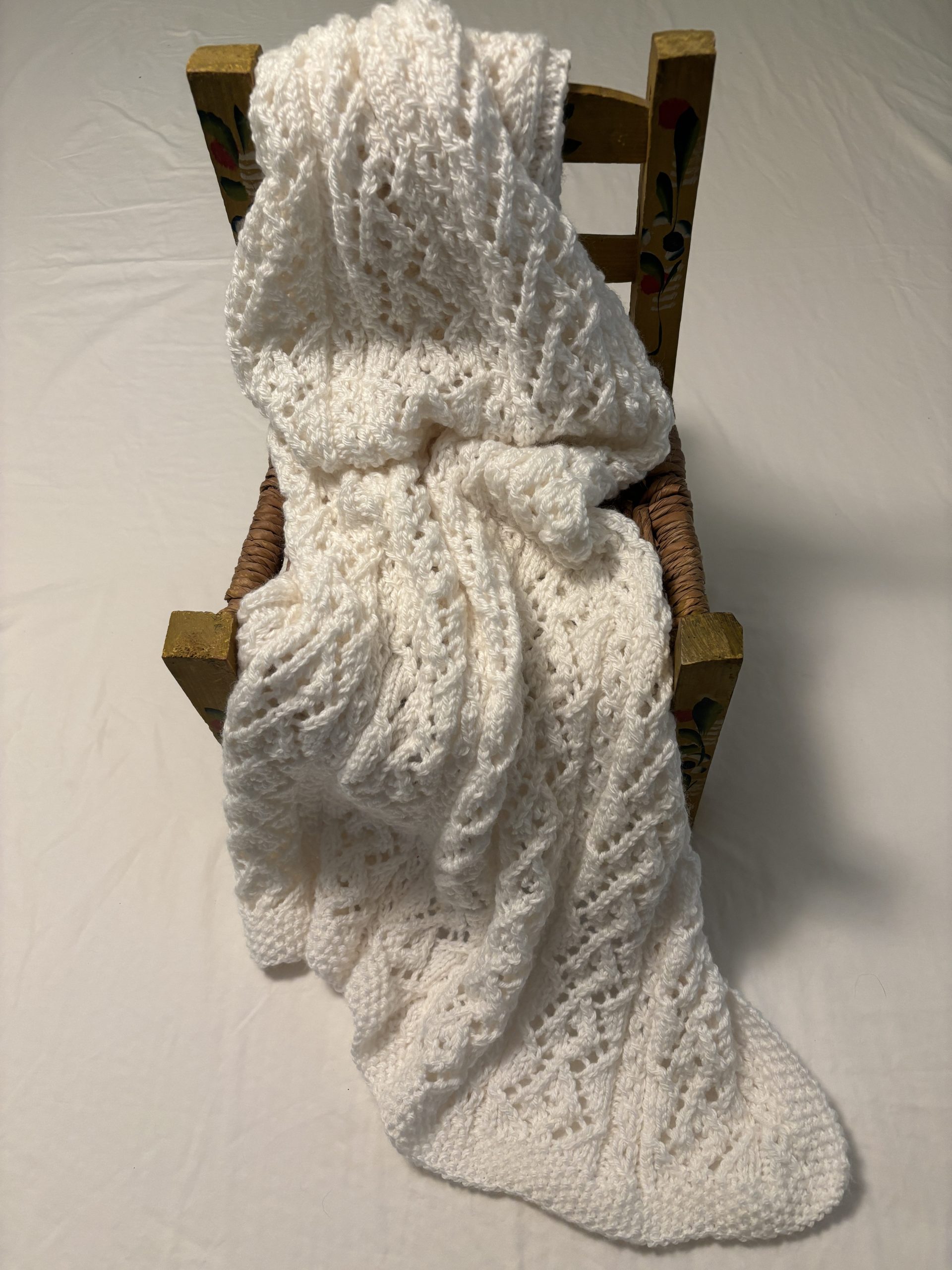 Diamonds and Cables Hand Knit Baby Blanket