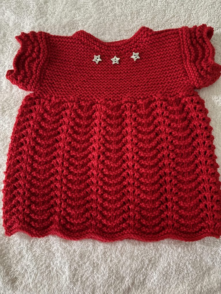 Christmas Red with Silver Stars Baby Sweater Dress