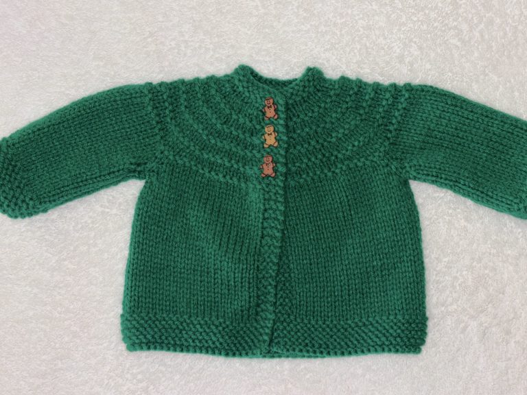 Christmas Green Baby Sweater with Gingerbread Men Buttons