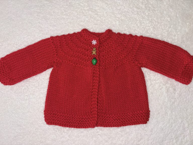 Christmas Red Baby Sweater with Festive Buttons