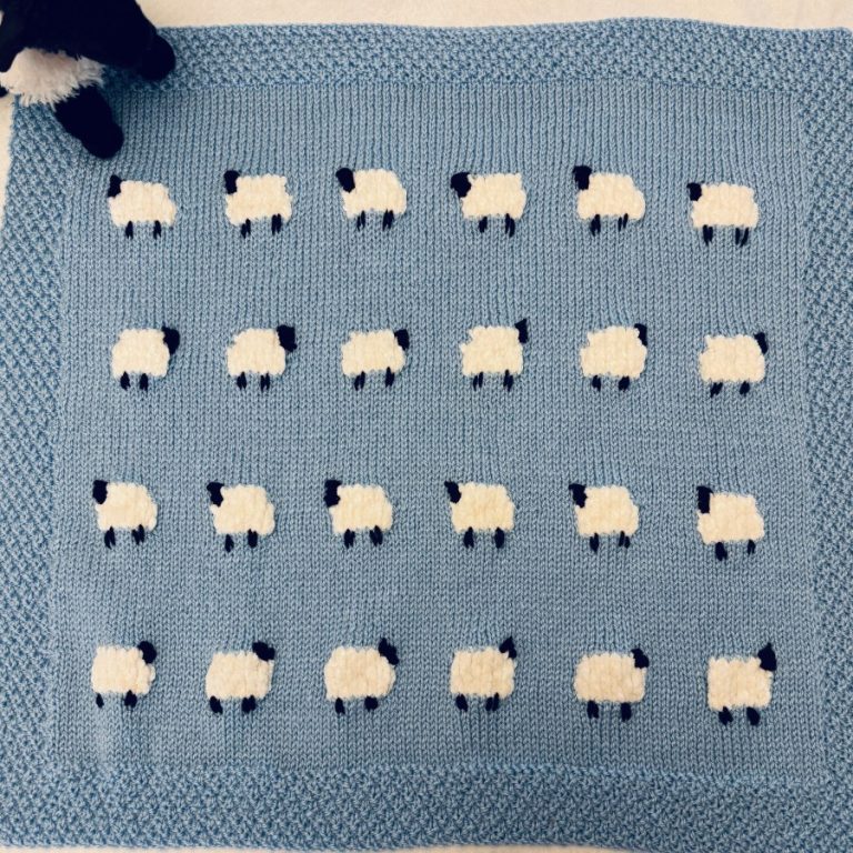 Cutest Sheep Baby Blanket, Blue Background