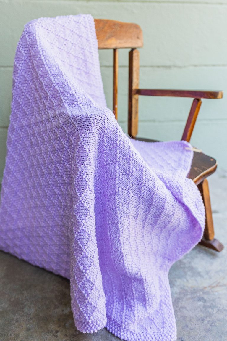 Pale Lilac Diamond Pattern Baby Blanket