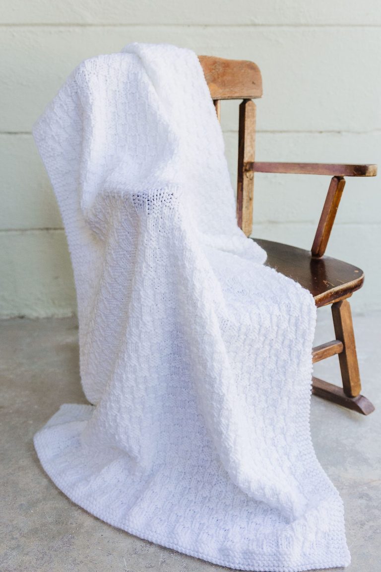 White Tiny Basket Weave Baby Blanket