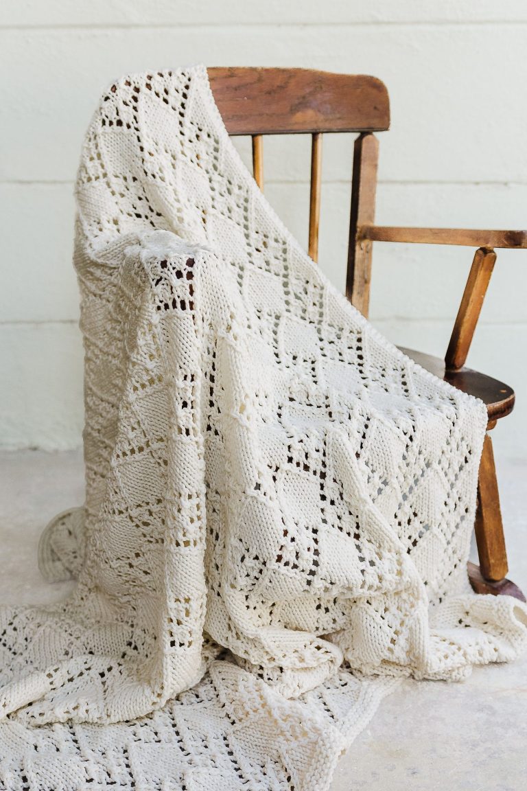 Lacy and Solid Diamonds Baby Blanket