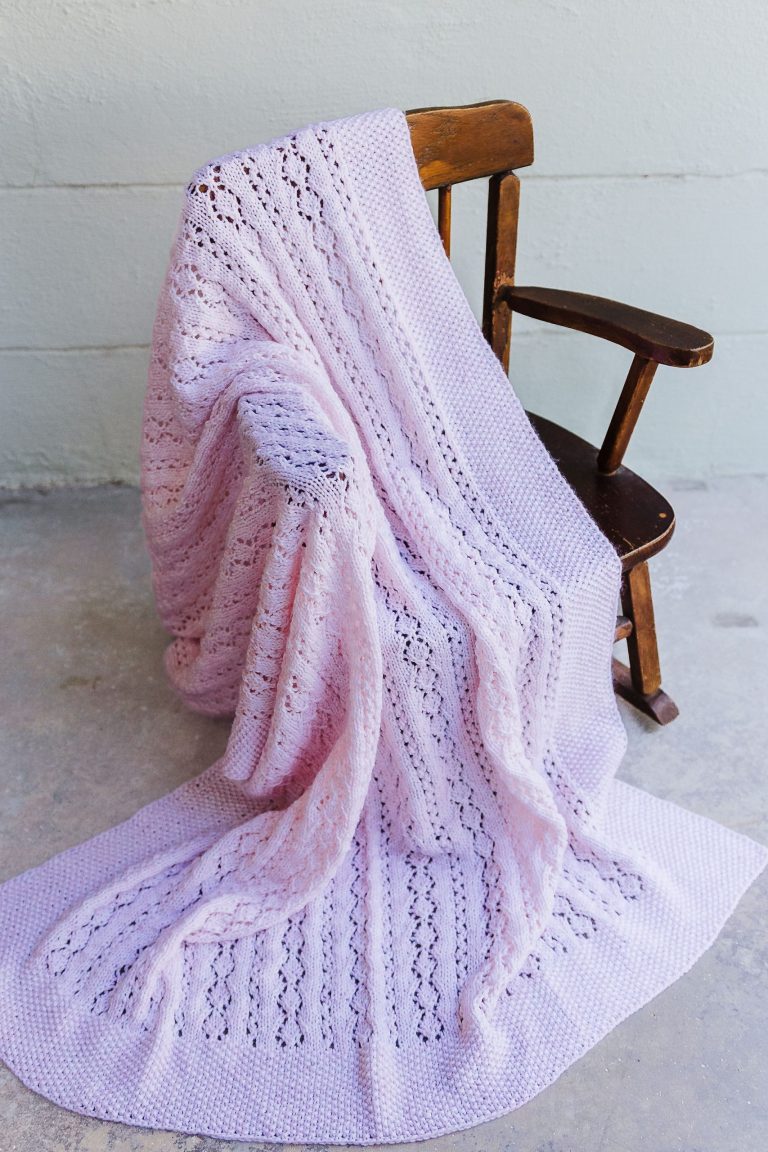 Pink and White Lines of Vines Baby Blanket