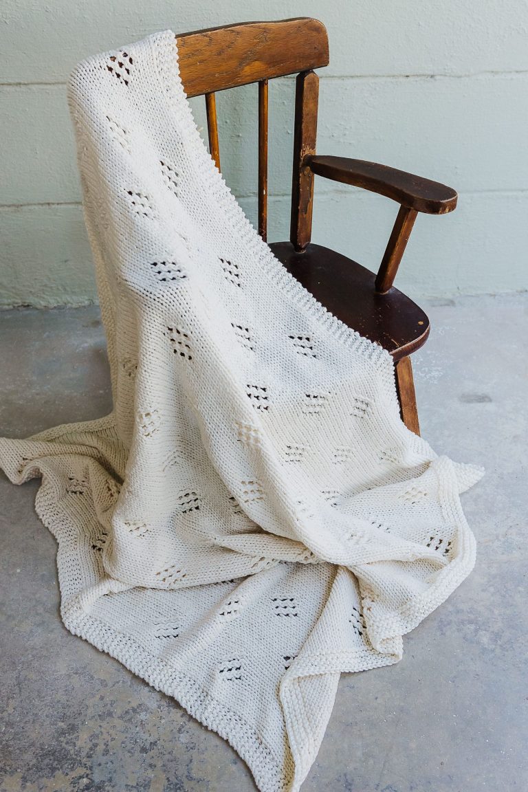 Cream Lacy Diamonds Baby Blanket