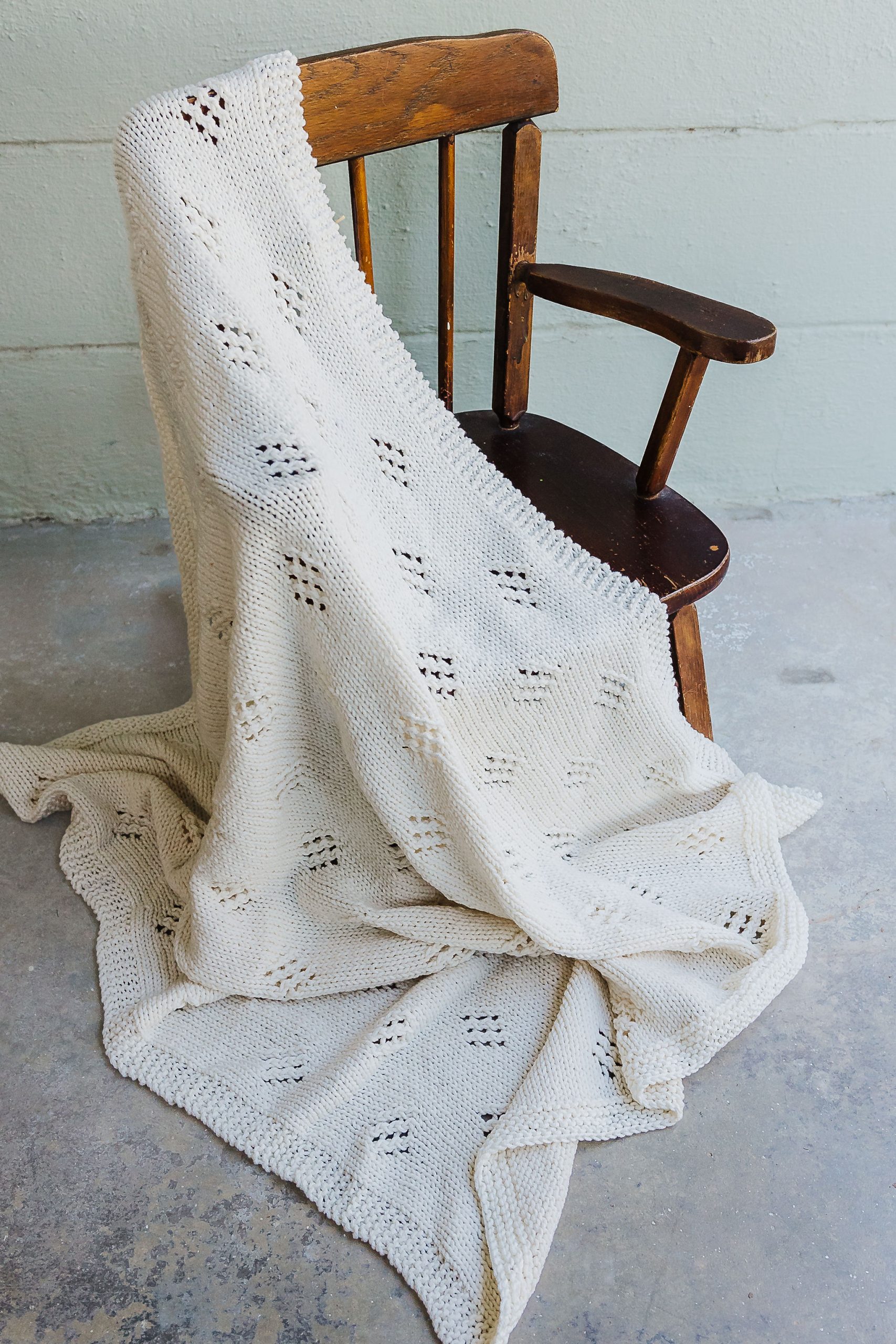 Cream Lacy Diamonds Baby Blanket