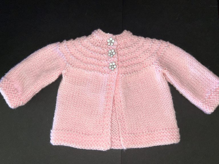 Pink and White Flower Buttons Sweater