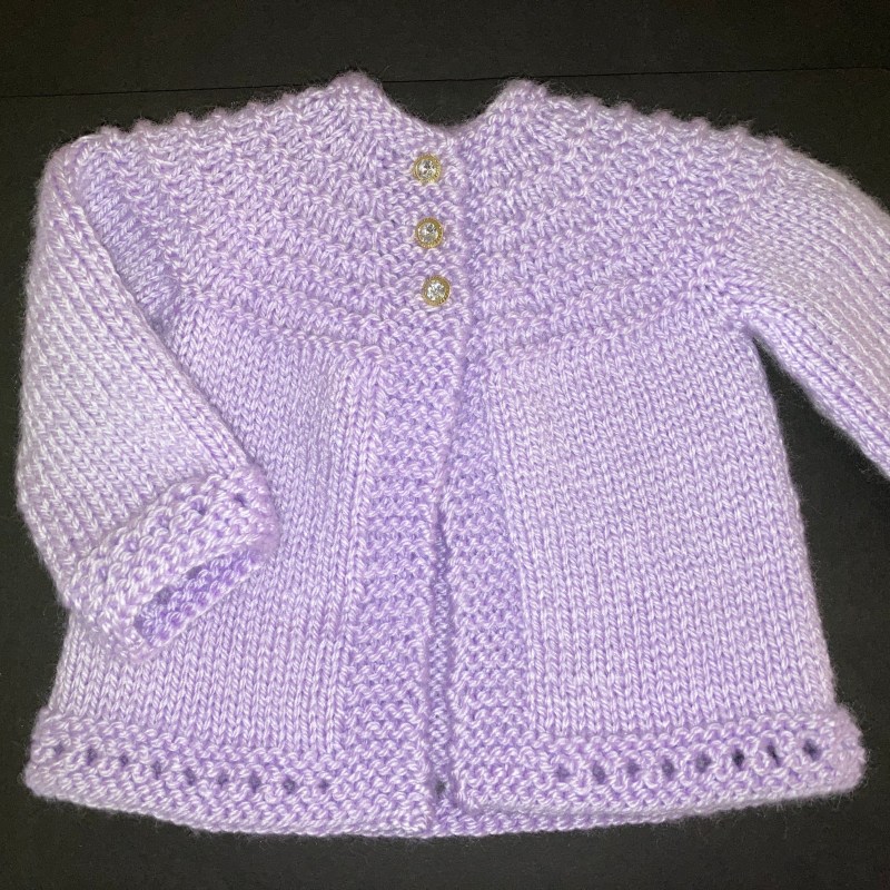 Gold and Rhinestone Button Light Lilac Sweater