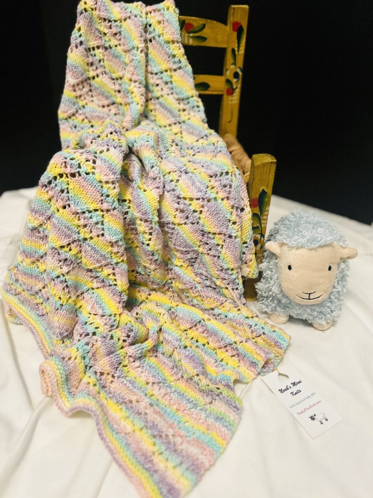Water Colors Hand Knit Baby Blanket