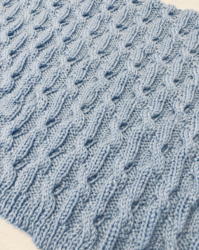 Soft Cables Hand Knit Blue Baby Blanket